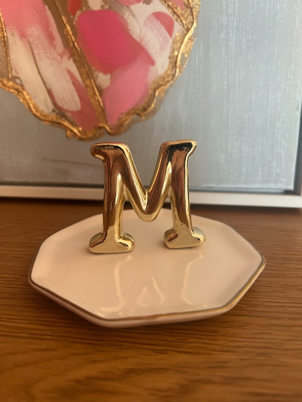 Gold Letter M Decorative Jewelry Holder- Gold